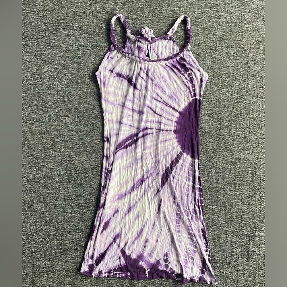 Vintage Havana Purple and White Tie-Dye Swim Beach Day or Pool Stylish Coverup